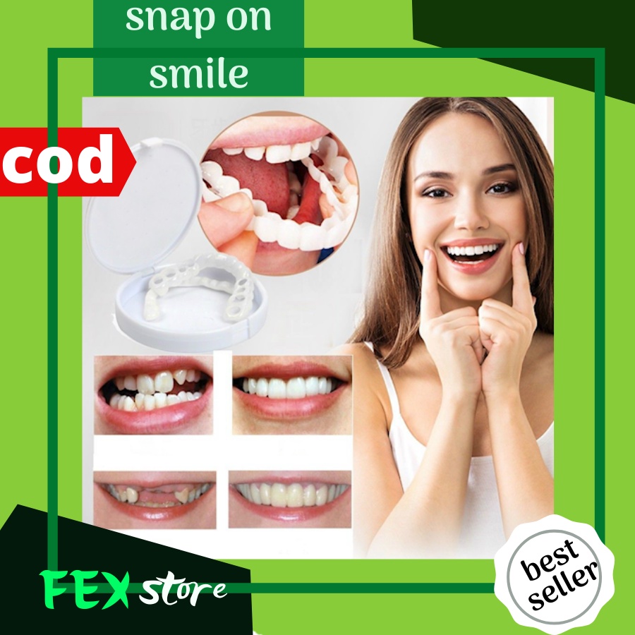 SNAP ON SMILE VENEER GIGI PALSU SATU SET ATAS BAWAH SILIKON 100 % ORIGINAL