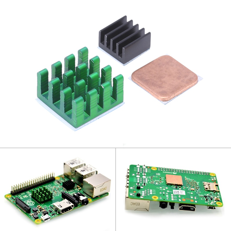 Btsg 3Pcs Heat Sink Alumunium Untuk w/Copper Cooling Sink Untuk Raspberry Pi 3per2 Model B