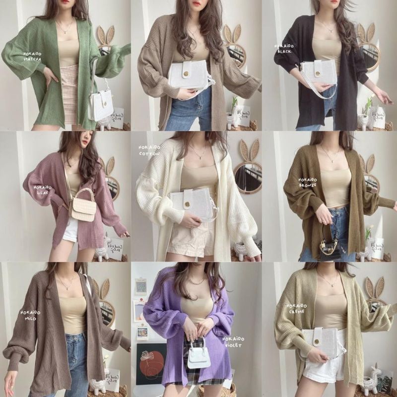 OUTER RAJUT HOKAIDO CARDY LENGAN BALON/CARDIGAN RAJUT OVERSIZE TANGAN BALON