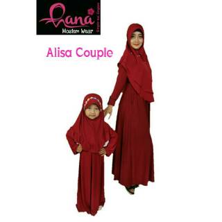  BAJU  MUSLIM  COUPLE  GAMIS IBU DAN ANAK JERSEY WARNA  MAROON  