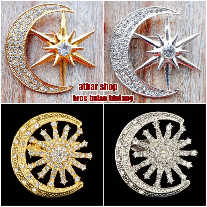 ATHAR SHOP bisa COD Bros bulan bintang /bros hijab style fashion korea/bross bintang bulan termurah