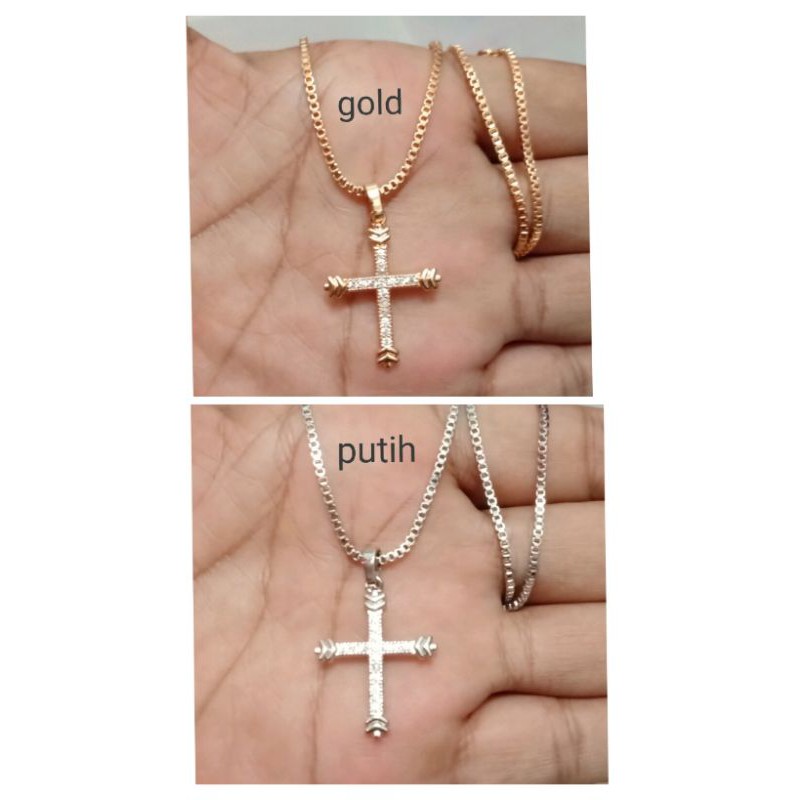 RAL55. Kalung xuping wanita lapis emas model salib