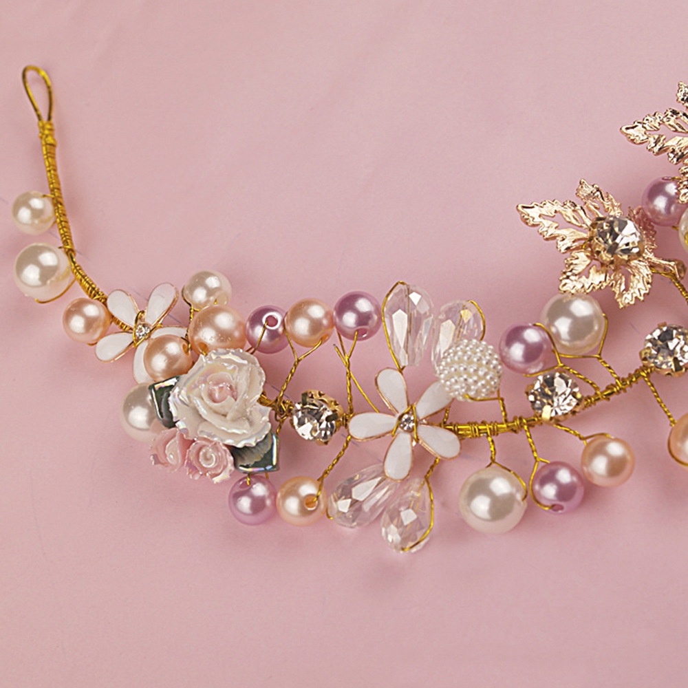 Deartiara Bando Bunga Kristal Berlian Buatan Handmade untuk Pernikahan
