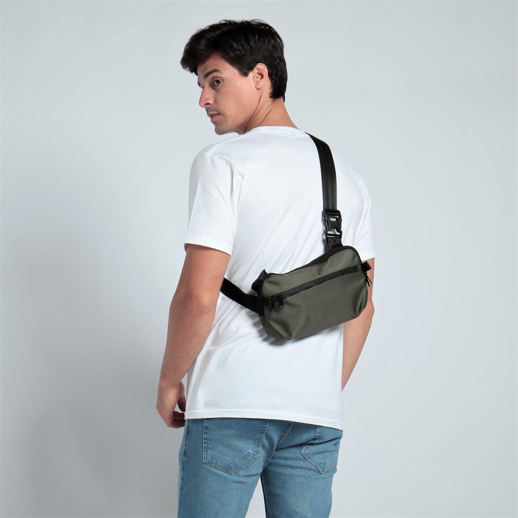 Ant Project Tas Selempang Pria Wanita Distro Waterproof Sling Bag Cowok Distro Anti Air Hijau Army