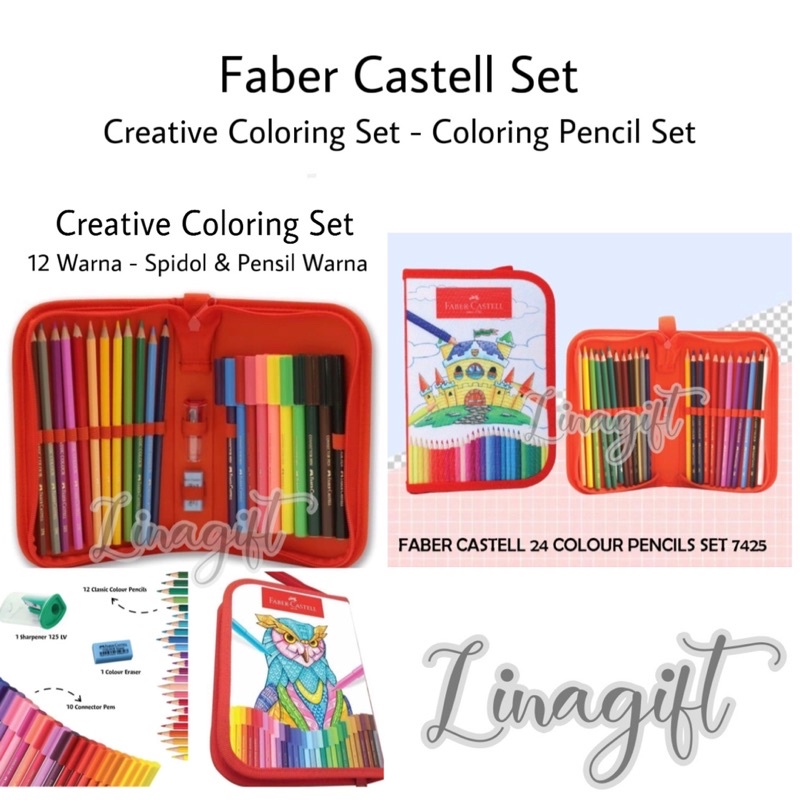 FABER CASTELL CREATIVE COLORING SET / PENSIL WARNA / SPIDOL PENCIL COLORS / MARKER TAS BAG