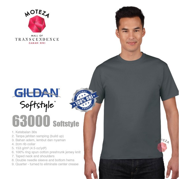 Moteza Kaos Polos Combed 30s - GILDAN Softstyle 63000- XXL - WARNA (Mix)