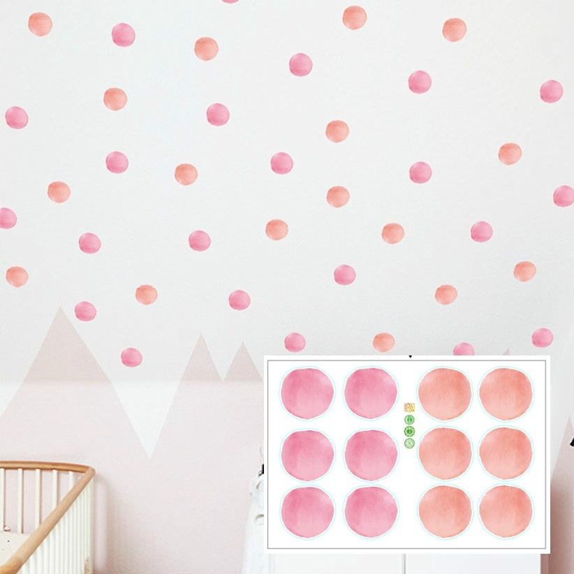 Cute Pink Polka Dot Pvc Wall Sticker for Kids Room Kindergarten Decoration Home Decor 20x30cm