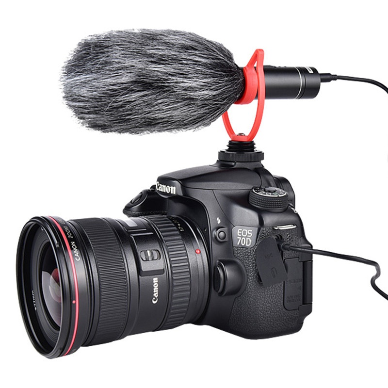 Portable Shotgun Microphone Condenser USB Rechargeable for DSLR Camcorder - MIC05 - Black