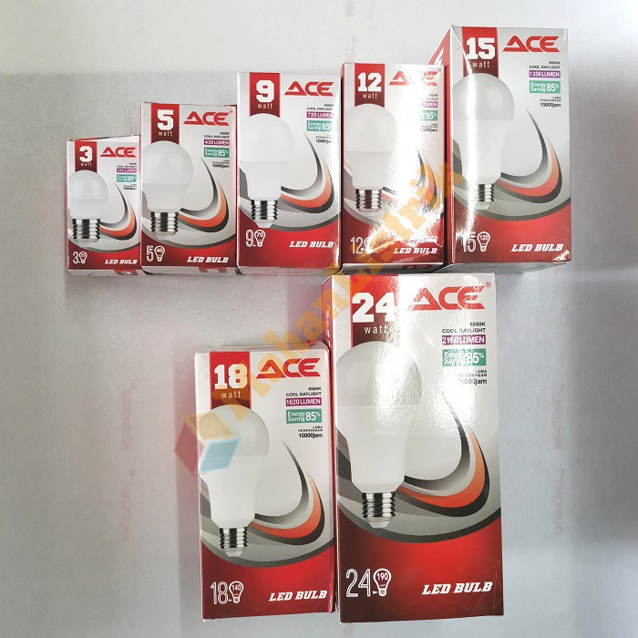 Lampu Led ACE Garansi 24 Watt Led Bulb Putih Terang