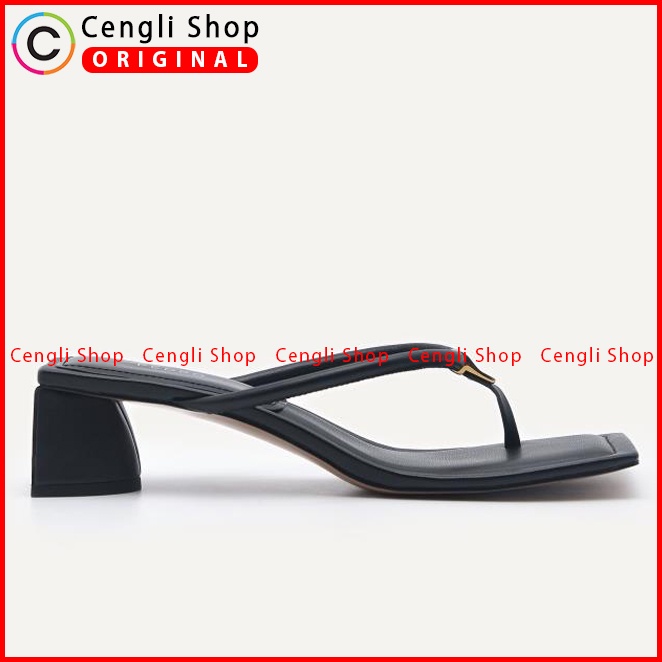 SANDAL HEEL PEDRO WANITA ORIGINAL HEELS BRANDED KULIT ASLI HITAM PW064