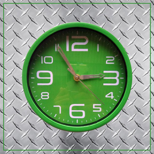Jam Dinding Tempel Wall Clock Polos Warna Murah 2007 (HIJAU)