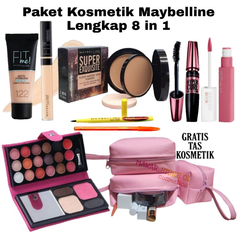 Paket Kosmetik Maybelline Lengkap 8 in 1 / Kosmetik Maybellin / Make Up Maybellin Lengkap Murah