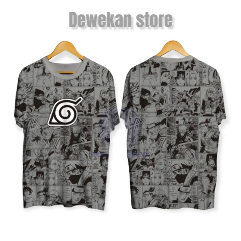 [LIMITED EDITION] Kaos Manga Naruto Full Print Dewasa Abu Tshirt Anime Murah Pria Wanita Baju Distro