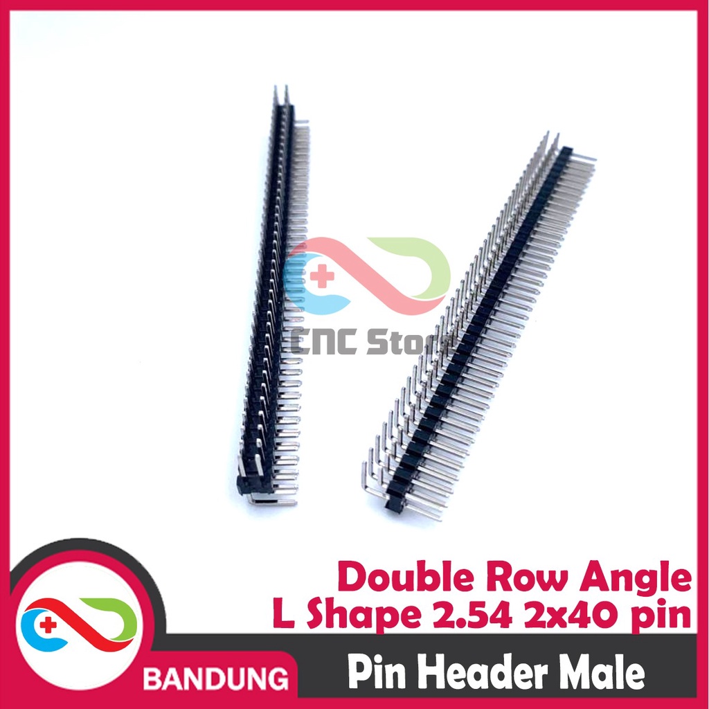 [CNC] PIN HEADER MALE STRIP DOUBLE ROW ANGLE L SHAPE 2X40 2.54MM BLACK