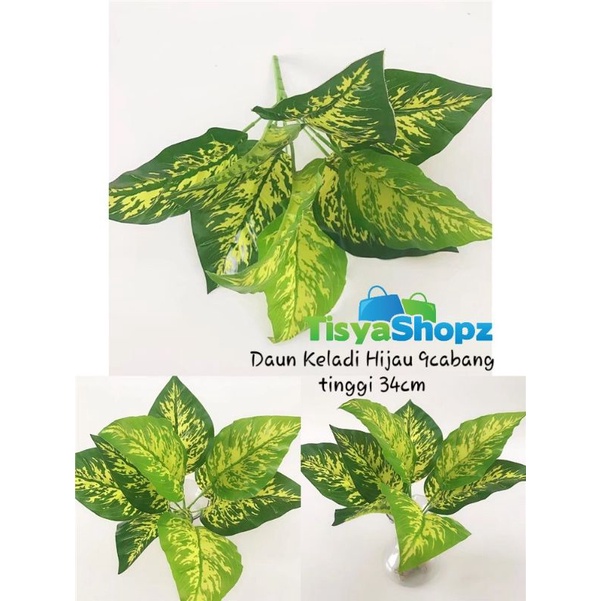 Daun Keladi 9 cabang tinggi 34cm ( Tanpa Pot )