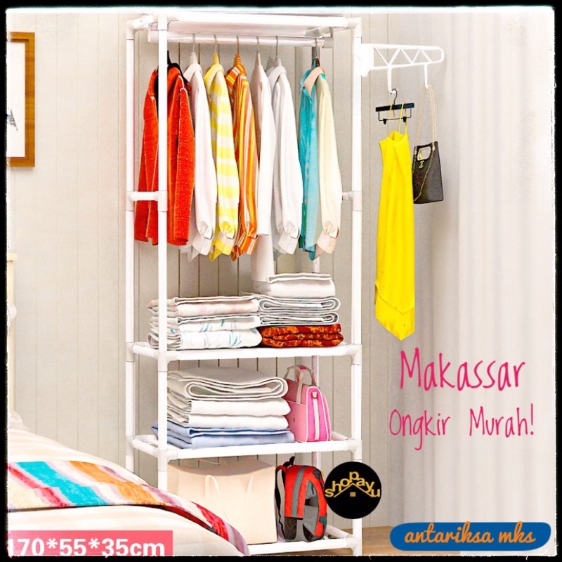 Square Stand Hanger / Rak Lemari Baju Pakaian Buku Tanpa Cover RAK1 MAKASSAR