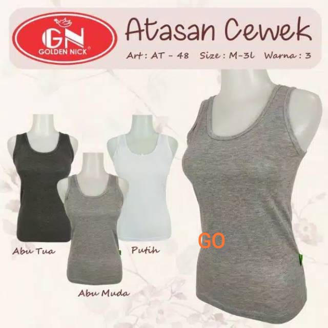 gof AT48 GOLDEN NICK SINGLET/TANKTOP/Kaos Atasan Wanita Original Kualitas Super