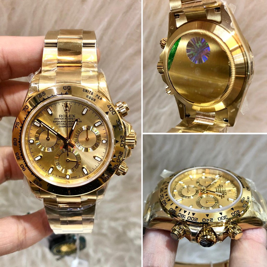 JAM TANGAN PRIA ROLEX DAYTONA SWISS MATIC CLONE RANTAI GOLD