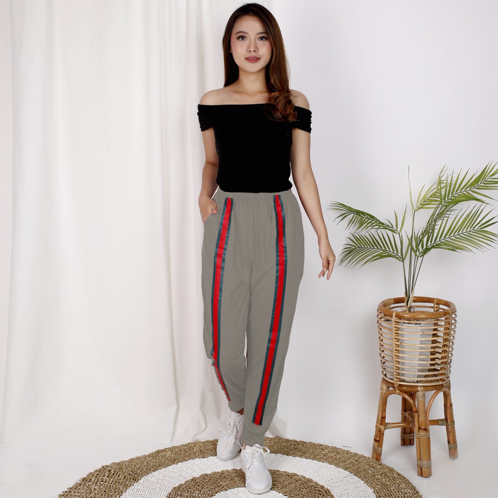 Celana jogger panjang wanita dewasa variasi list model terbaru  -  Xshop Intan