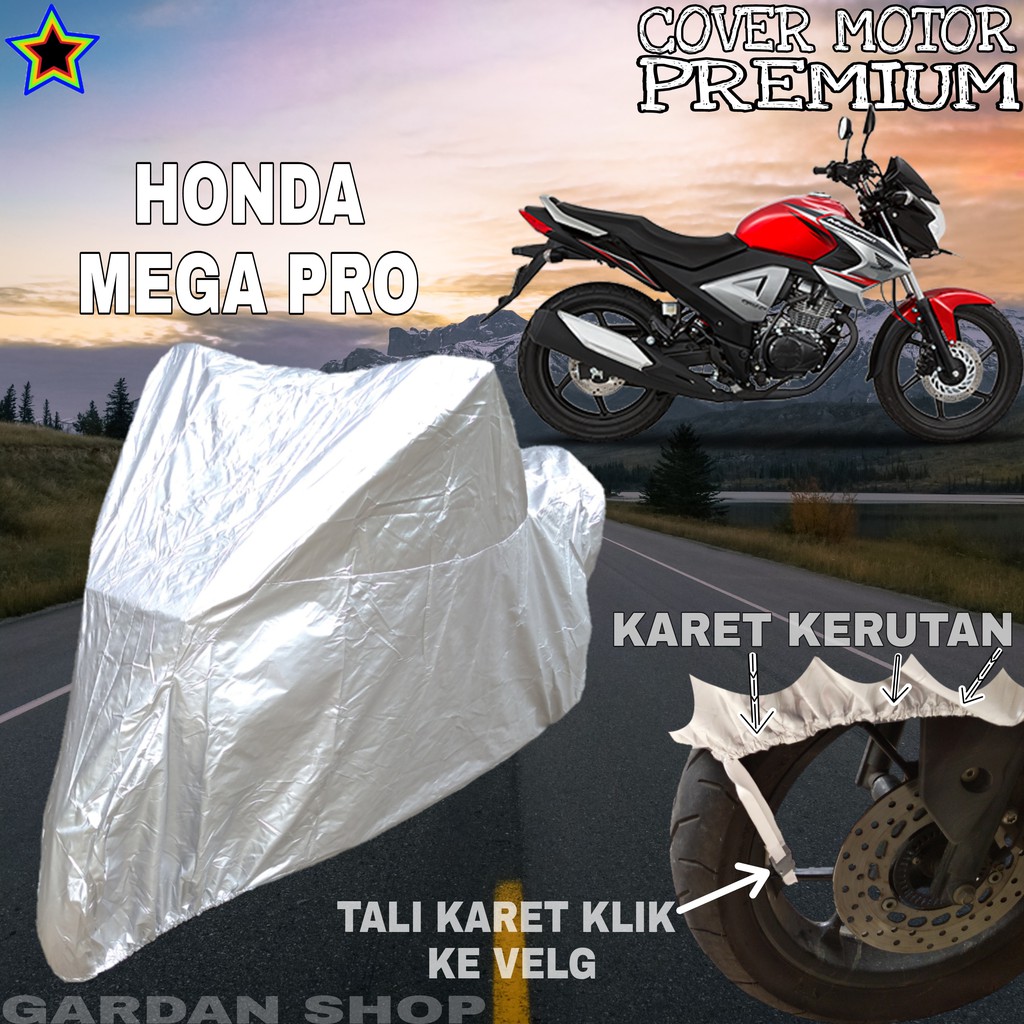 Sarung Motor HONDA MEGA PRO SILVER POLOS Body Cover Penutup Motor Mega Pro PREMIUM