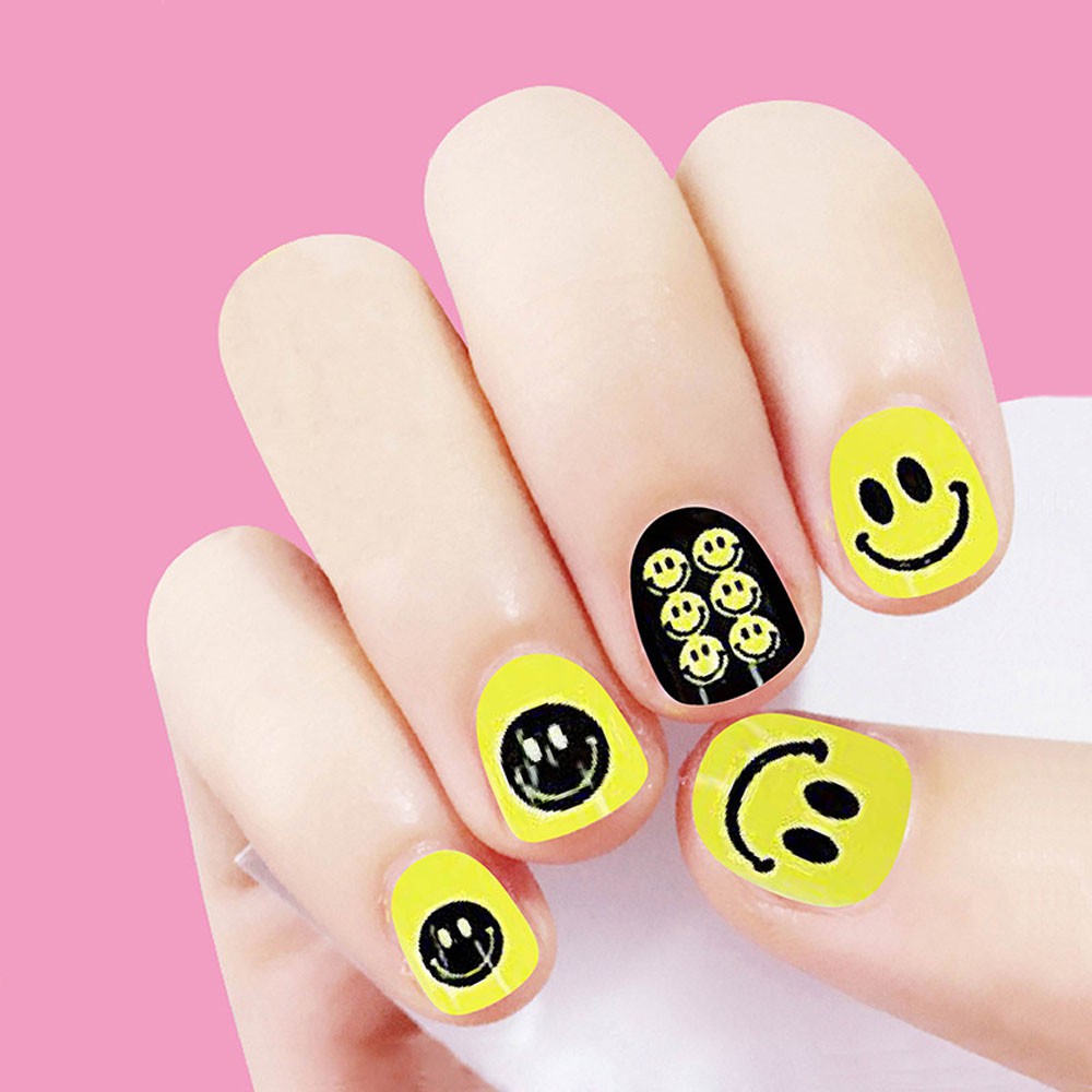 ELEGANT Salon Smiley Nail Sticker Japanese DIY Nail Art Nail Water Slide Decals New Star Colorful Self-Adhesive Rainbow Cartoon Nail Decoration