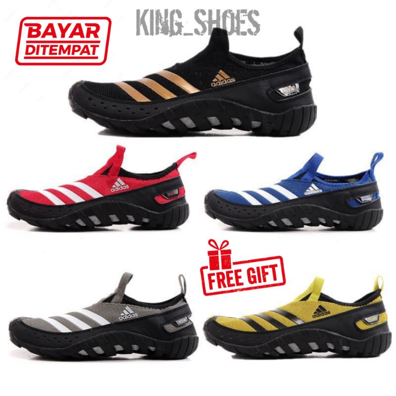 Sepatu Olahraga Air Adidas Jawpaw 2 Slip-On Black Gold Silver Merah Biru Sepatu Pria Original Premiu