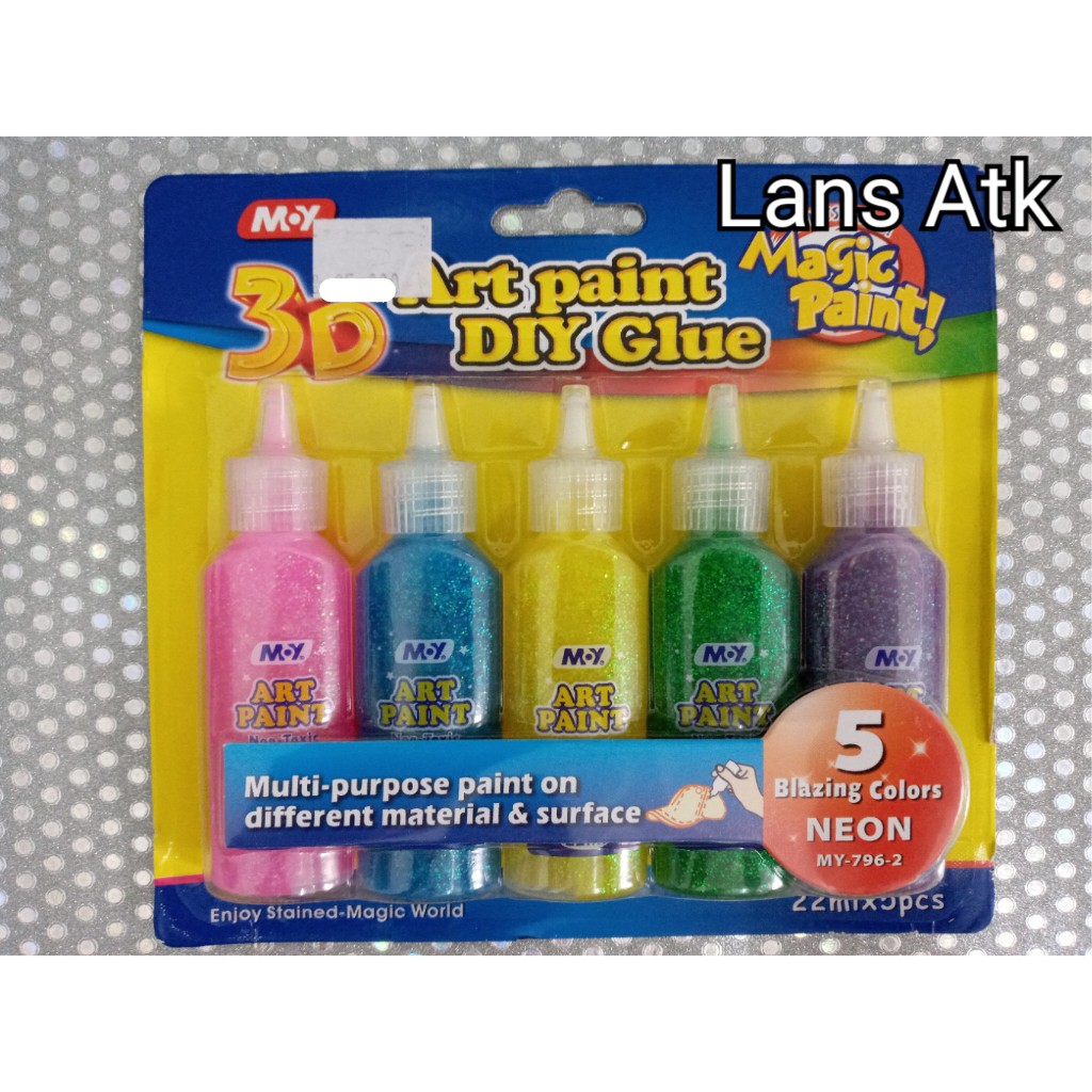 

Glue Glitter - Lem Glitter Magic Paint 5 Blazing Colors Neon MY-796-2 3D