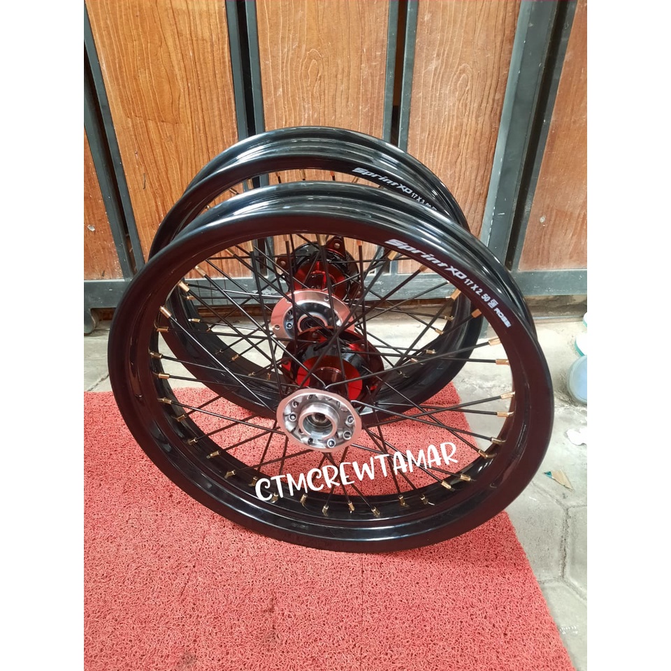 VELG SET DEPAN BELAKANG SUPERMOTO TANPA BAN KLX150,BF,DTRACKER MURAH BISA COD