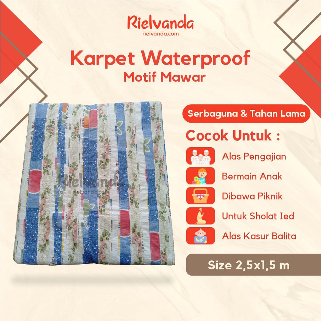 Karpet Waterproof Motif Mawar Lipat Alas Anti Air Plastik Kamar Mandi Dapur Kitchen Aesthetic Esteti