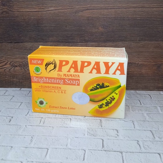 Sabun Papaya By Mamaya Original 135gr Sabun Brightening Soap + Sunscreen Extract Snow Lotus Asli Original Mencerahkan dan Melembabkan Kulit Wajah