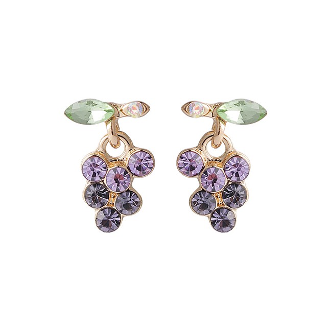 LRC Anting Tusuk Fashion Purple Gradient Diamond Diamond Earrings K23311