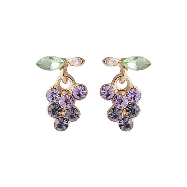 LRC Anting Tusuk Fashion Purple Gradient Diamond Diamond Earrings K23311