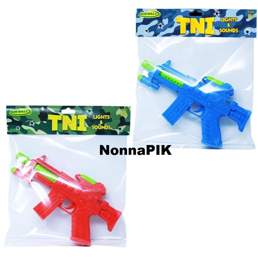 Mainan Anak Laki Senjata Pistol Airball TNI Gun Light Sound Lampu