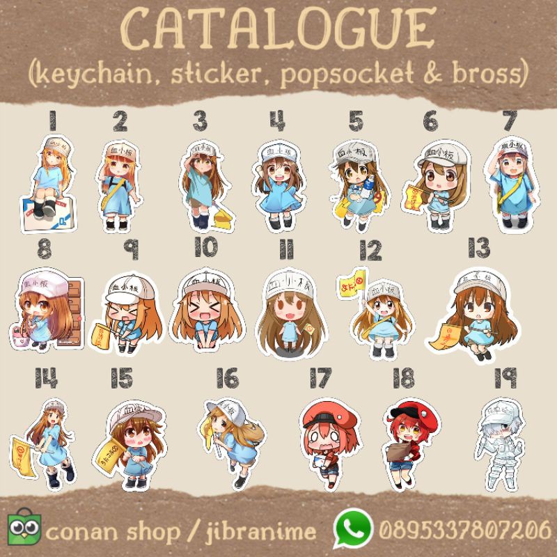 keychain acryric gantungan kunci akrilik anime hataraku saibu cells at work platelet anone