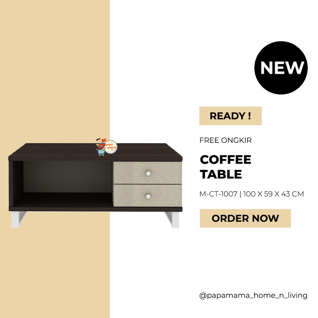 Meja Tamu Minimalis CT1007 Coffee Table Cantik 100cm Meja Tamu Minimalis CT1007 Coffee Table Cantik 100cm
