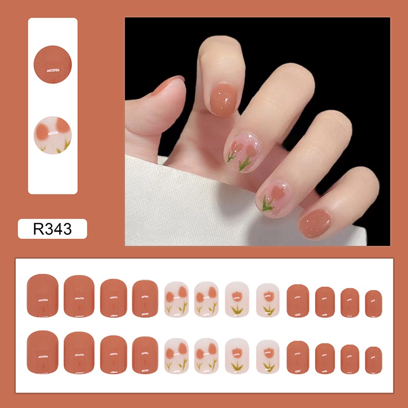 R341-r360 24pcs / Kotak Kuku Palsu Full Cover Untuk Nail Art