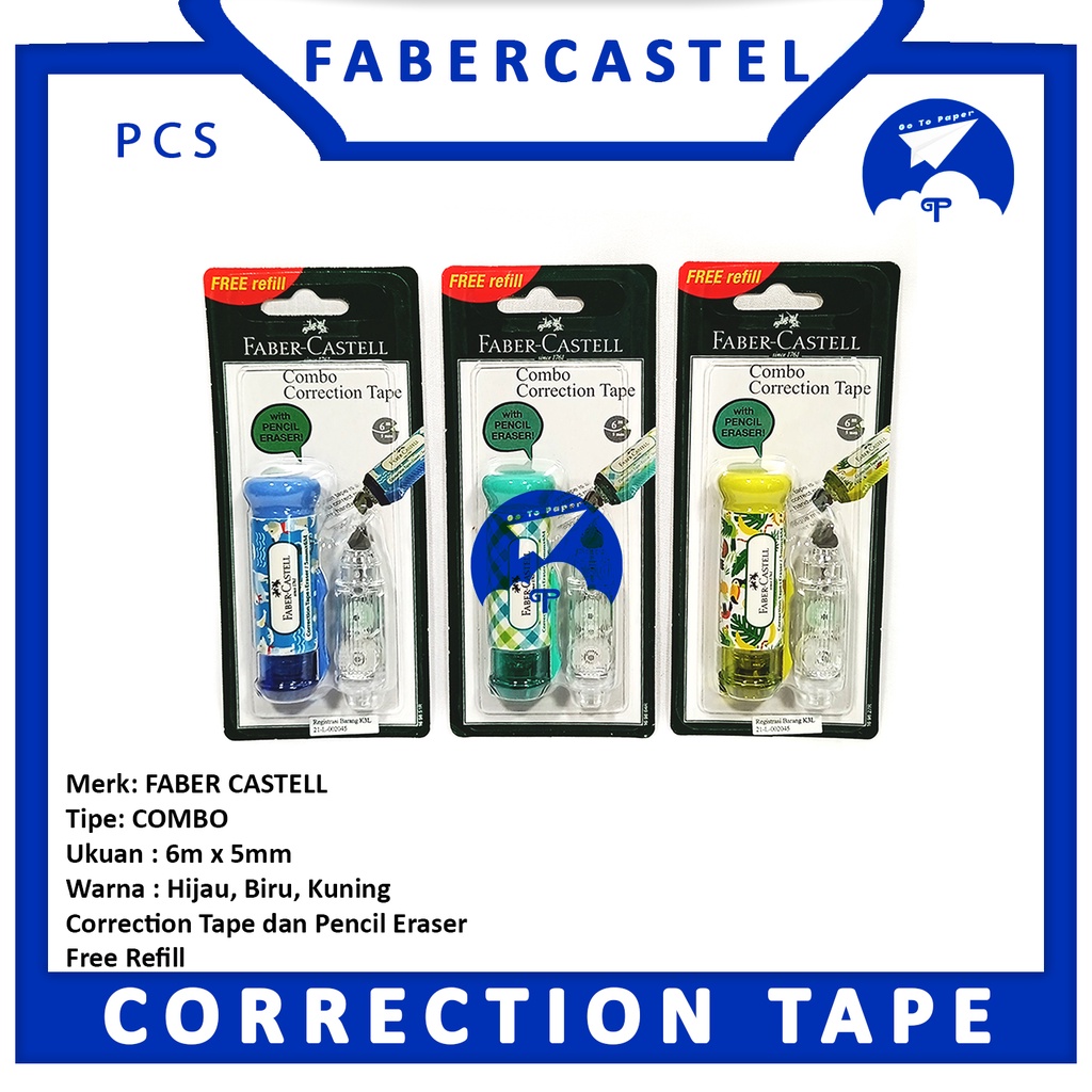 

FABER CASTELL Correction Tape Combo 6m x 5mm Cover Hewan - Per Pcs