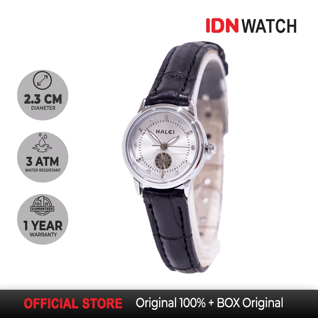Jam Tangan Wanita Analog Haleiwatch Kulit Anti Kerut Simple Original Tahan Air 3ATM Halei 436L
