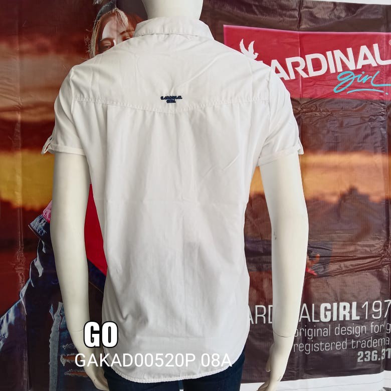 gos CARDINAL GIRL KEMEJA Pakaian Wanita Atasan Kemeja Casual Motif Polos Lengan Pendek Original