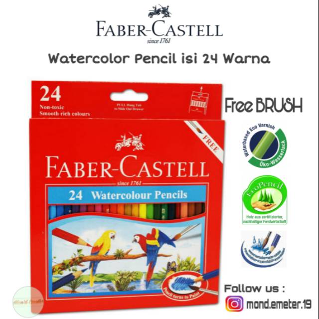 

Faber Castell Watercolour Pencil Set 24 - Pensil Warna/Lukis Cat Air - Art Drawing / Painting Anak