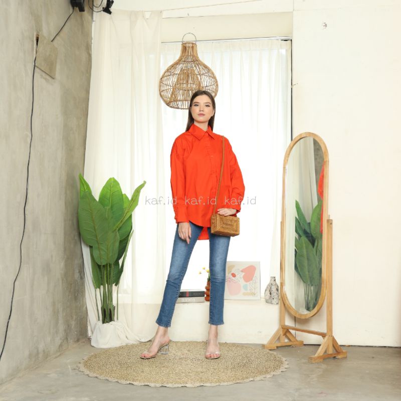 Kemeja Wanita Shirt Katun Jepang / Kemeja Casual Basic Oversize Warna Neon Series Premium Best Seller