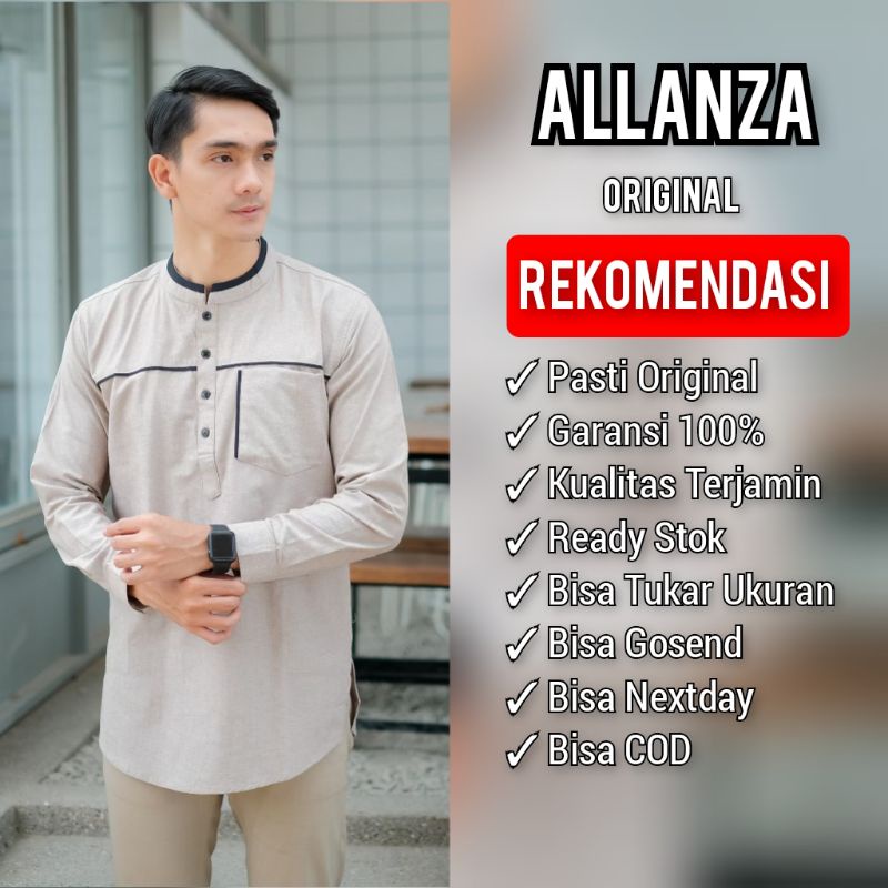 ALANZA MUSLIM ORIGINAL Koko kurta baju muslim pria lengan panjang warna abu art STAM01