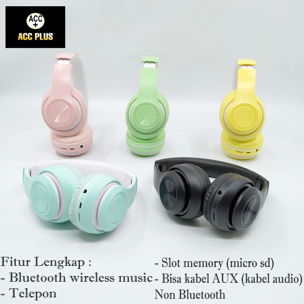 HEADPHONE BANDO MACARON WIRELESS BLUETOOTH EXTRA BASS P33