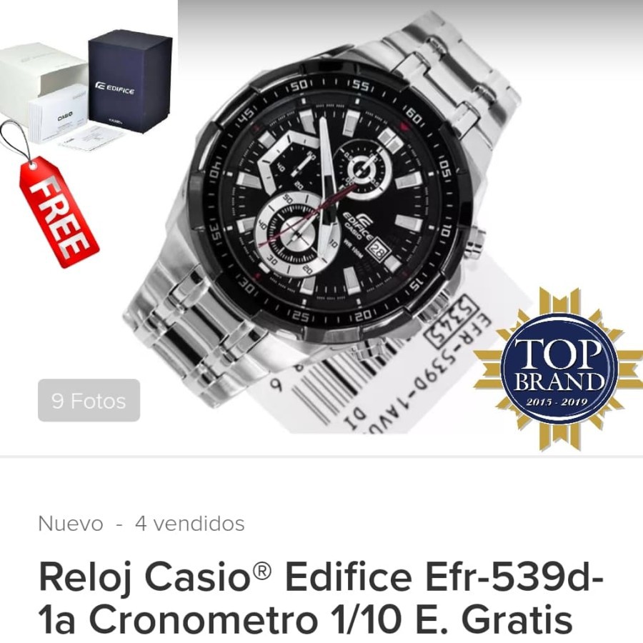 Cash Back Jam Tangan Pria Merk Edifice Miyota100% Type : EF-539D Baterai EF6 Garansi 1th