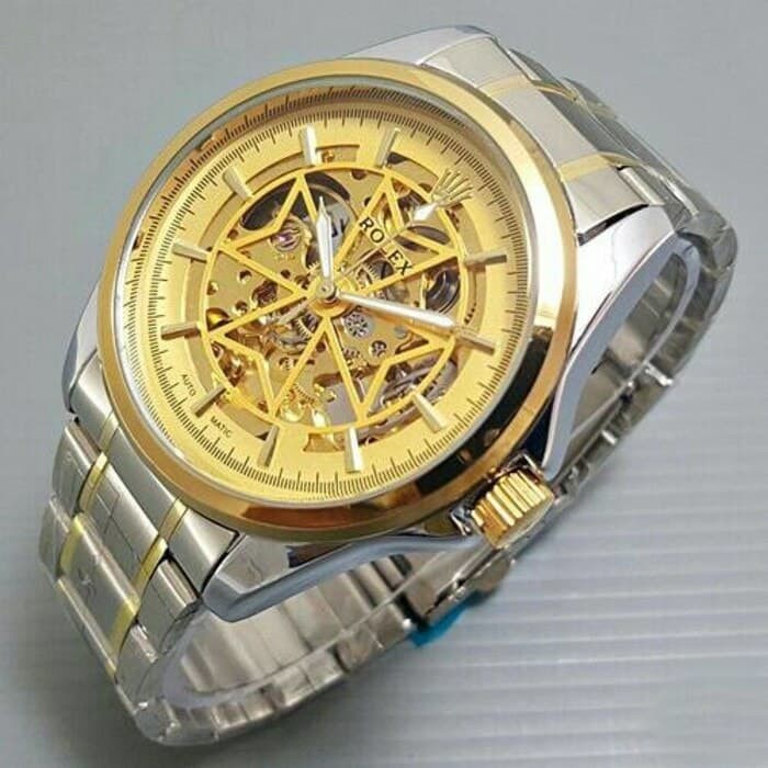 JAM TANGAN PRIA ROLEX AUTOMATIC BESAR SILVER GOLD (LABA" FULL GOLD)