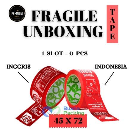 

LAKBAN / ISOLASI / SELOTIP FRAGILE MERAH UNBOXING ENGLISH - INDONESIA