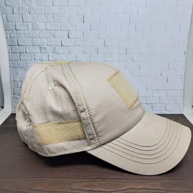 Topi tactical velcro loreng cream dan hitam