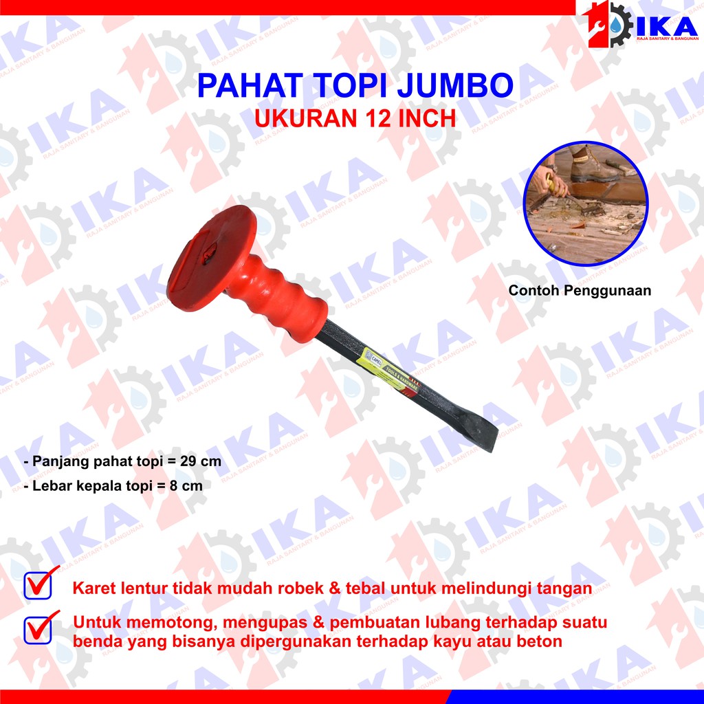 Camel Pahat Batu Beton Bulat Pipih Lancip  8 10 12 inch Pahat Topi Tembok ALAT PAHAT BETON 12 INCI TOPI KARET BESAR TEBAL PAHAT 8 INCH BETEL TEMBOK DINDING BETON