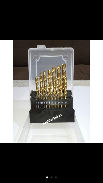 Mata Bor Besi Set 19 pcs ATS (1-10mm) Kuning / Hss Twist Drill Bit Set 19pcs (1 - 10 mm) Tin Coated