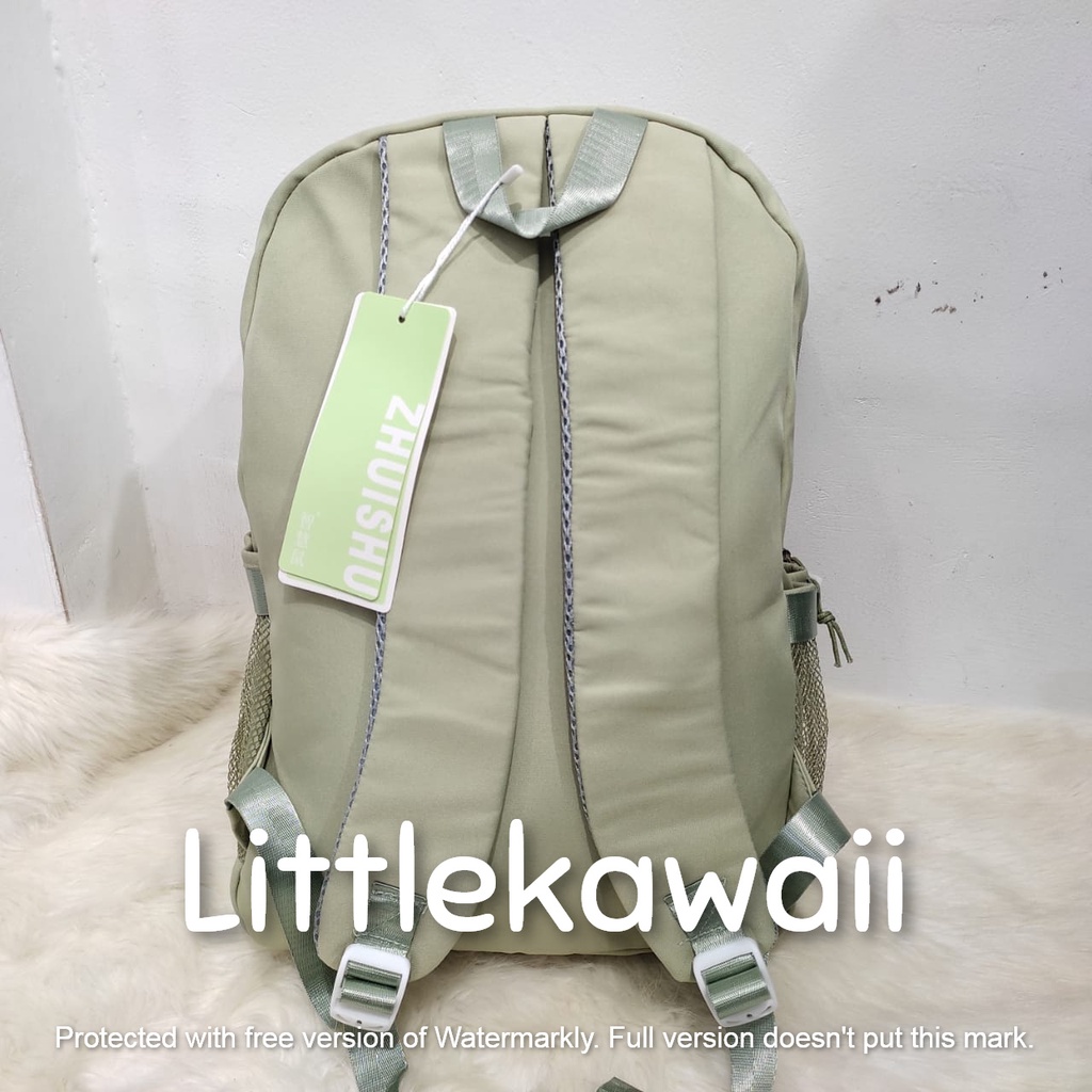 LK/Tas Ransel Laptop Backpack Sekolah Fashion Korean Style Anak Remaja Jaring Gesper Import